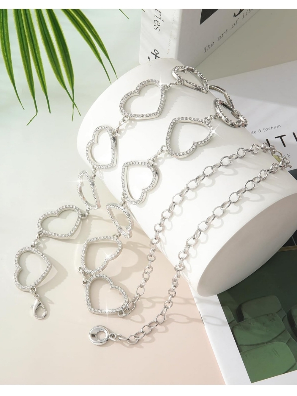 Silver Heart Link  Chain Belt